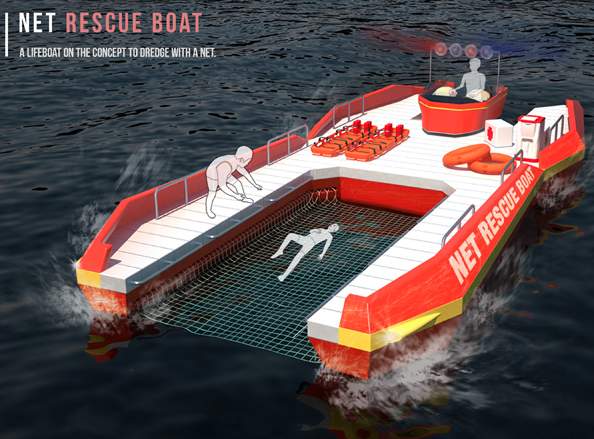 溺れた人を網ですくって助ける救命ボート「NET RESCUE BOAT」のアイデアが斬新すぎる 1番目の画像