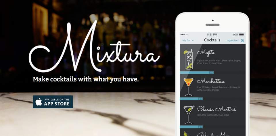 家飲み愛好家に朗報！？家にあるお酒で作れるカクテルを紹介してくれるアプリ「Mixtura」 1番目の画像